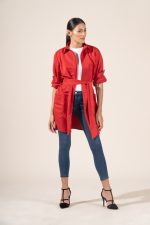 Lily in Red Protective Outerwear Trench Coat - Image 8