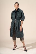 Zoe in Hunter Green Protective Outerwear Full Trench Coat - Image 2