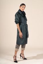 Zoe in Hunter Green Protective Outerwear Full Trench Coat - Image 3