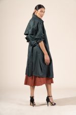 Zoe in Hunter Green Protective Outerwear Full Trench Coat
