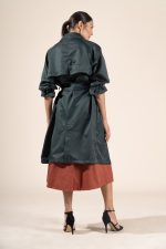 Zoe in Hunter Green Protective Outerwear Full Trench Coat - Image 5