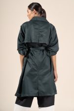 Zoe in Hunter Green Protective Outerwear Full Trench Coat - Image 11