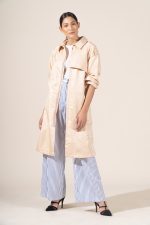 Zoe in Nude Protective Outerwear Full Trench Coat - Image 2