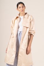 Zoe in Nude Protective Outerwear Full Trench Coat - Image 5