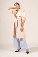 Zoe in Nude Protective Outerwear Full Trench Coat - Image 6