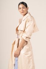 Zoe in Nude Protective Outerwear Full Trench Coat - Image 7