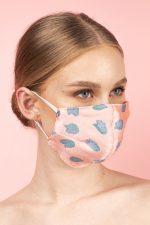 Tulip Silk Brocade in Face Masks in Blush and Grey (Set 5A)