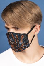 Fireworks Silk Brocade Face Masks in Orange and Midnight (Set 6B) - Image 3