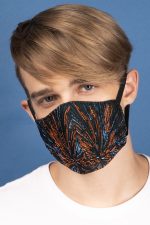 Fireworks Silk Brocade Face Masks in Orange and Midnight (Set 6B) - Image 5