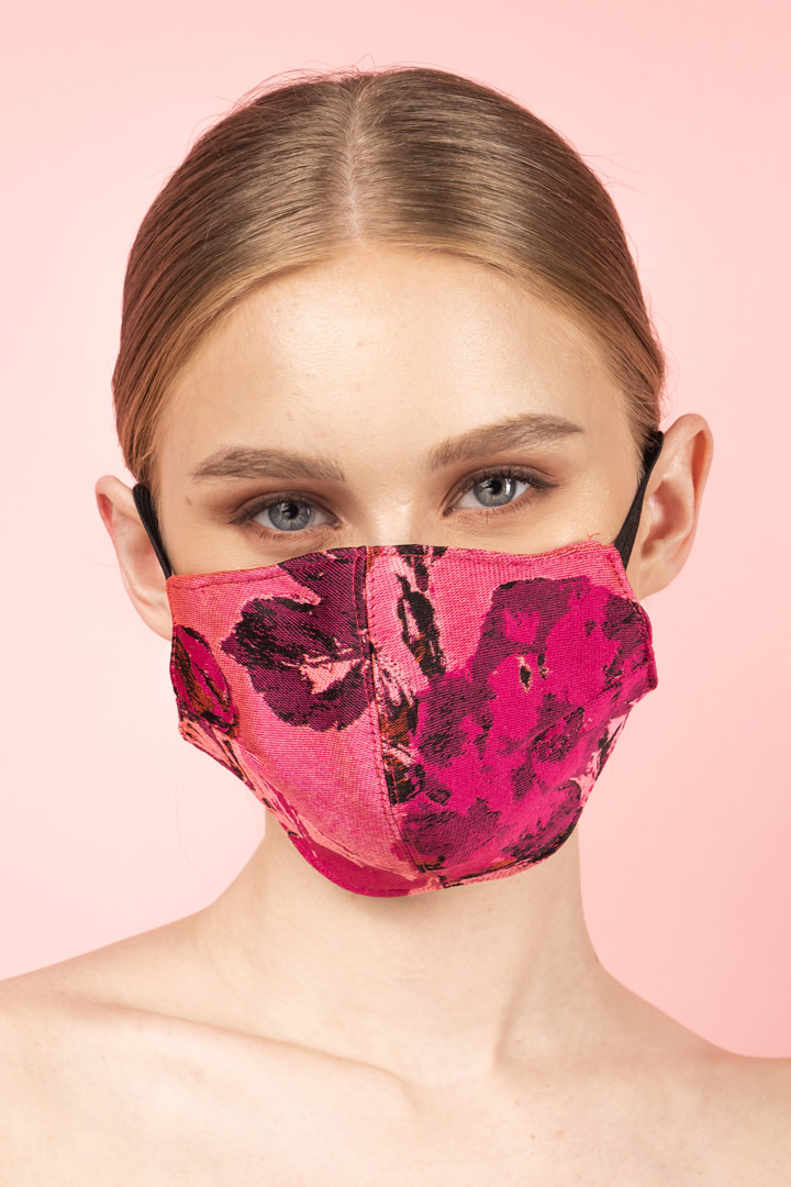 French Rose Silk Brocade Face Masks Set 7 Atelier Debbie Co
