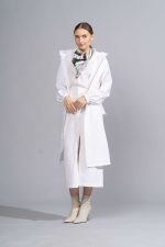 Sadie in White Protective Outerwear Coat - Image 4