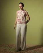 Mathieu Top in Red and Cream Graphic Print