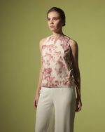Mathieu Top in Red and Cream Graphic Print - Image 4