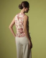 Mathieu Top in Red and Cream Graphic Print - Image 3